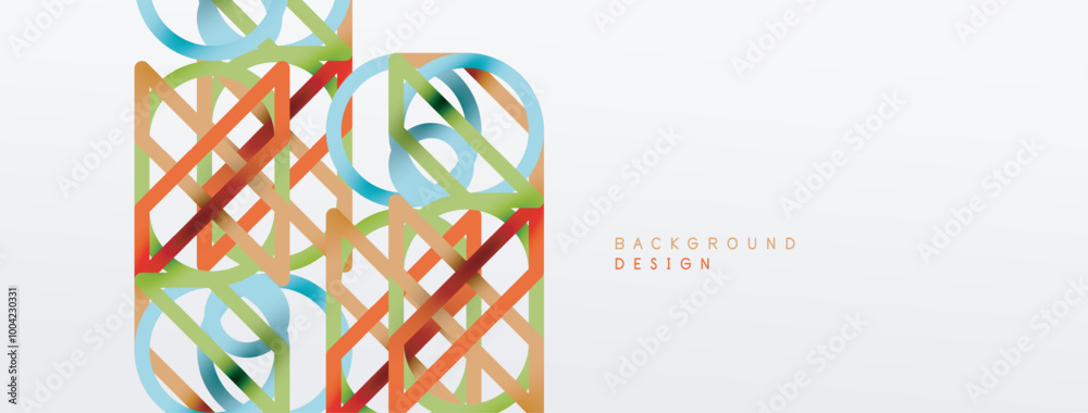 Poster abstract background - colorful circle lines technology or business digital template