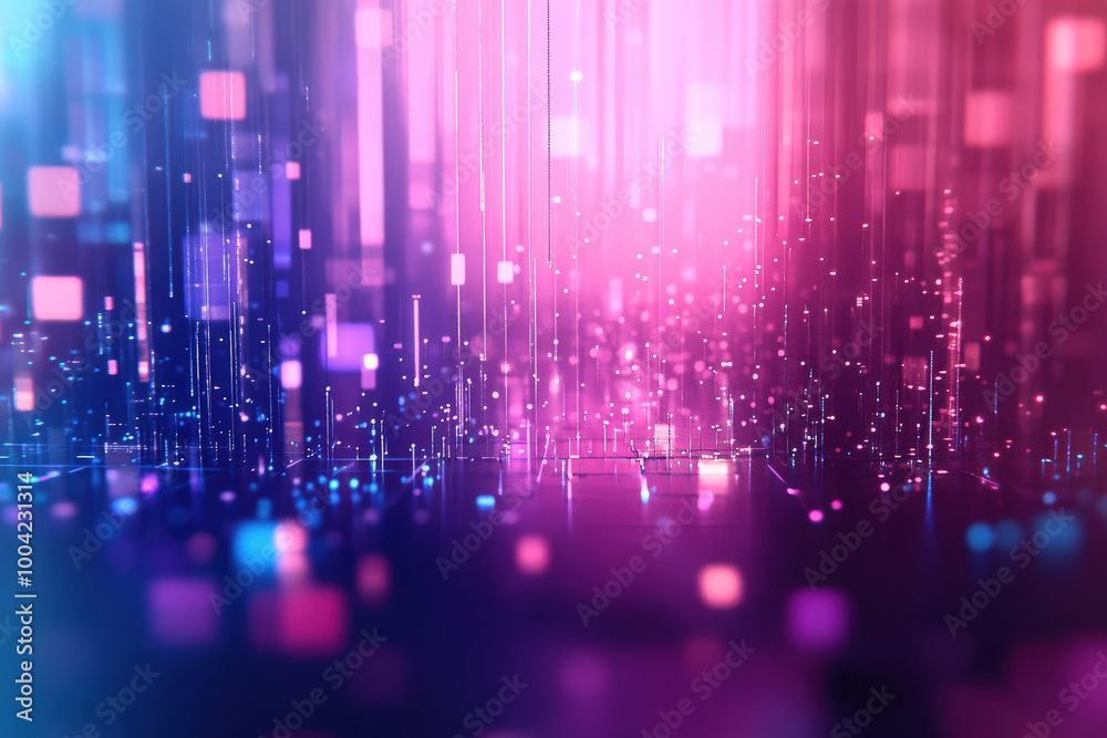 Poster captivating abstract visuals of glowing patterns and vibrant colors creating a mesmerizing digital e