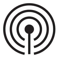 Radio signal icon in outline style. Simple streaming podcast symbol vector illustration — pixel-perfect icon.