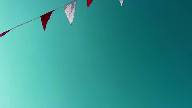 Flags against the sky at Volkfest. Festive background