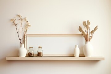 Shelf frame jar decoration.
