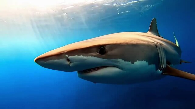 Great white shark underwater view ,
