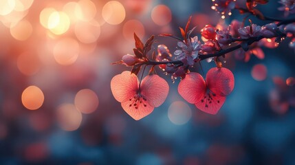 love blossoms in a dreamy setting where radiant hearts float amidst a soft bokeh glow capturing a tender moment of affection and warmth ideal for valentines day themes