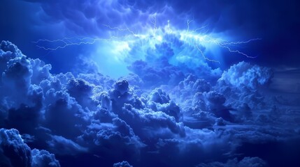 Dramatic Storm with Striking Lightning in Cloudy Atmospheric Sky