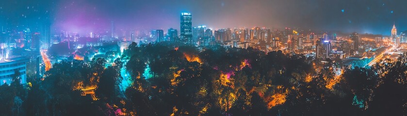 Fototapeta premium Night cityscape with lights