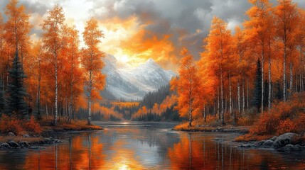 Autumn's Reflection: Golden Tranquility in the Wilderness