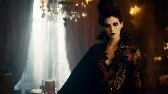 Sexy female vampire posing before his transformation