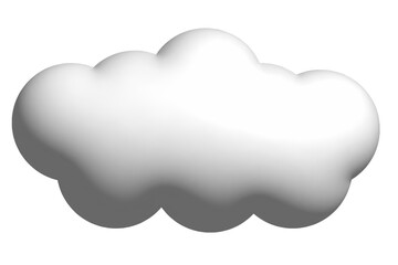 White 3D cloud on a blank background. Ideal for design, weather themes, or digital projects
