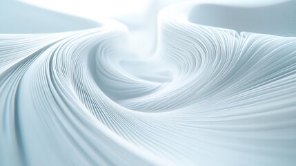 Obraz premium Swirling 3D technology trails form a mesmerizing abstract pattern on a white-light blue background, creating a stunning artistic display of innovation