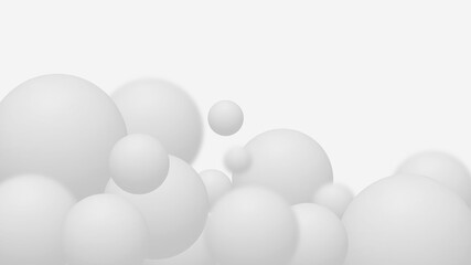 Background with numerous soft white spheres on a light backdrop. Ideal for design, decoration, or digital projects