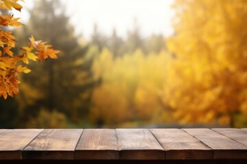 Naklejka premium Autumn nature outdoors plant table.