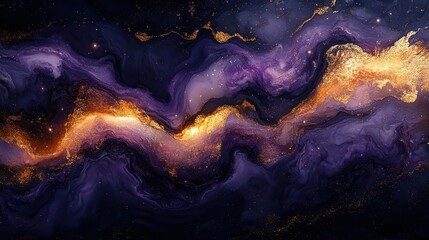 luxurious purple and gold marble textures swirl together in an abstract design showcasing fluid art techniques that embody contemporary elegance and sophistication