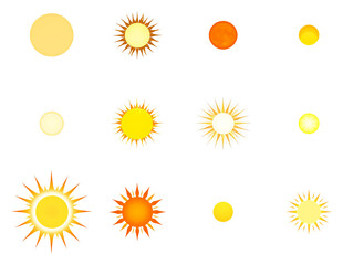 Vibrant Sun Icon Set - Clear Background Illustration for Design Elements and Overlays