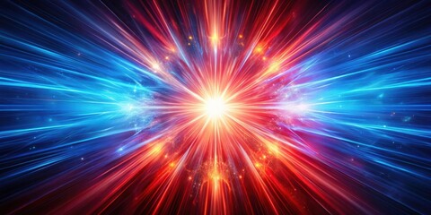 Explosive Radiant Energy Burst in Vibrant Red and Blue Colors for Creative Designs