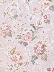 Fototapeta premium Exquisite Pastel Damask Pattern Backdrop with Ornate Floral Ornamentation and Textural Details Muted Color Palette High Definition Clarity and Baroque Style Create a Cozy Luxurious Interior Setting