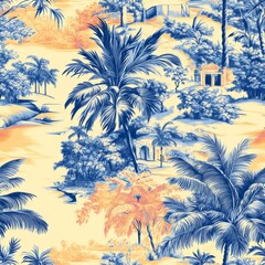 Tropical Paradise Illustration with Vibrant Colors