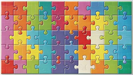 16 Piece Jigsaw Puzzle Template for Creative Projects with Diverse Design Elements