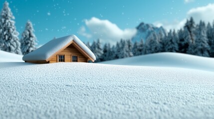 Fototapeta premium Cozy House Surrounded by Snowy Winter Landscape