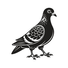 Dove pigeon silhouette vector art illustration EPS file .