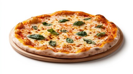 Freshly Baked Margherita Pizza with Basil Leaves