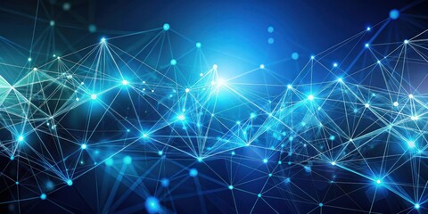 Fototapeta premium Tech abstract background with interconnected dots and lines in polygon shape for design projects