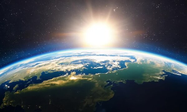 Breathtakingly Stunning View of Earth at the Moment of Sunrise