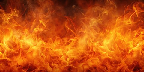 Obraz premium Abstract Orange Fire Background Texture with Fiery Flames & Smoke Pattern for Halloween & Autumn Design