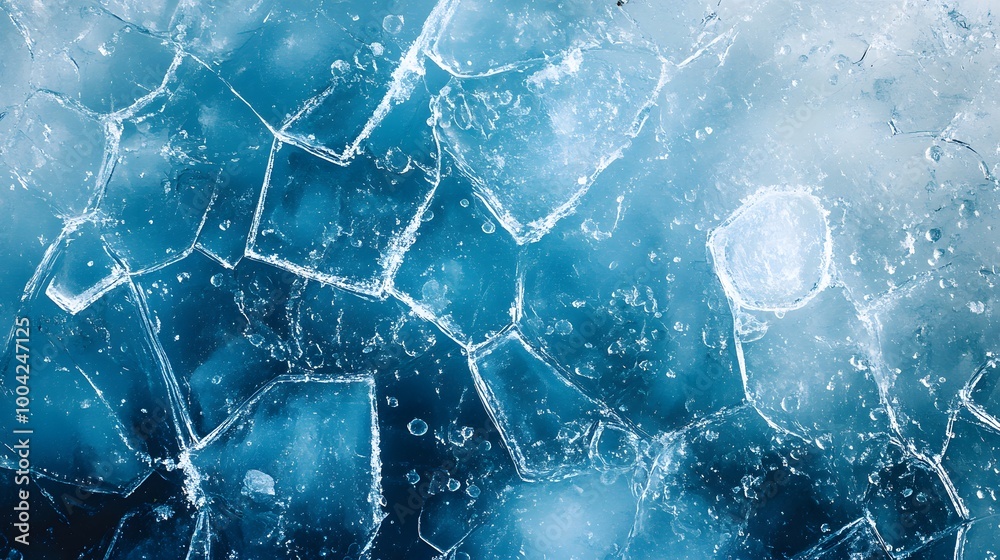 Wall mural abstract ice background. blue background with cracks on the ice surface