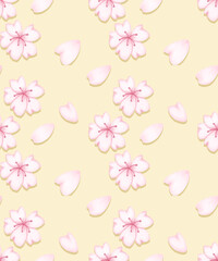 watercolor seamless pattern with cherry blossom flowers.