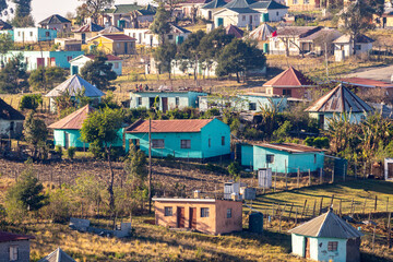 Fototapeta premium Wild Coast, South Africa, quaint villages with colorful rondavel huts
