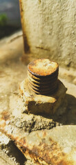 old and rusty bolts are brownish in color