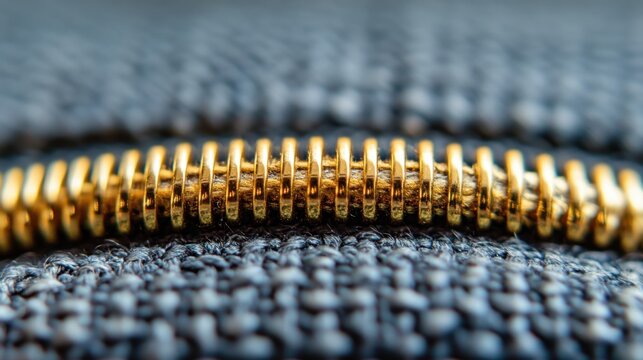 Gold zipper on textured fabric - Powered by Adobe