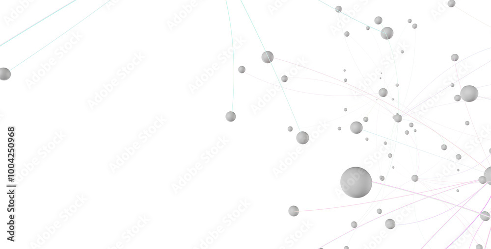Aufkleber Abstract plexus blue geometry background. Digital technology network connection concept. 3D rendered illustration