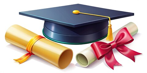 Colorful Clip Art Graduation Elements for Celebratory Designs and Educational Themes in Vector Format