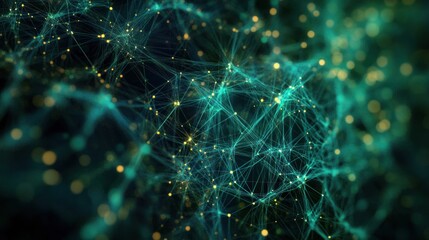 Abstract representation of interconnected networks with glowing nodes.