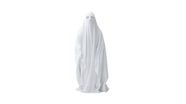 Mysterious Ghost Figure in White Sheet