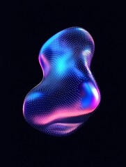 Naklejka premium Abstract 3D shape with vibrant colors on a black background, creating a futuristic visual effect. A minimalist poster in metallic and chrome gradient style.