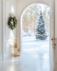 Fototapeta premium Backgrounds for Christmas weddings winter ceremony backdrops for maternity shoots wedding overlays snow backgrounds for forest backdrops for wedding photos
