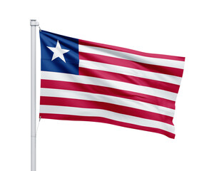 Liberia national flag on white background.