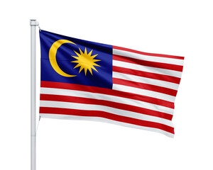 Malaysia national flag on white background.