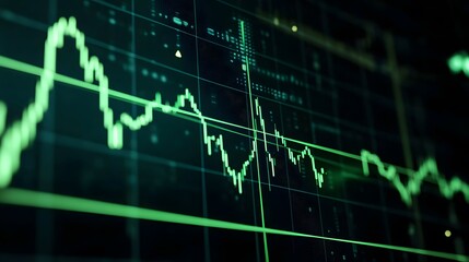 Green Stock Market Chart on Computer Screen