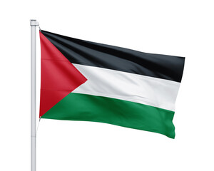 Palestine national flag on white background.