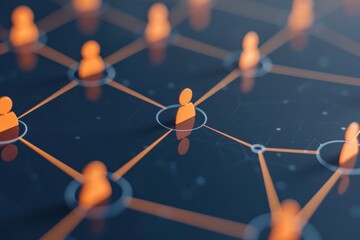 Abstract representation of a network of connected individuals, symbolizing communication, collaboration, teamwork, and digital connections.