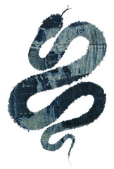 時代がある藍染ボロ、パッチワークのヘビ「2025」年賀素材