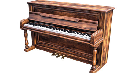 Fototapeta premium Antique piano keys isolated on a white background, showcasing the classic beauty of this musical instrument