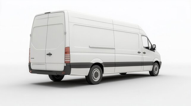 sleek white delivery van isolated on a pure white background. clean lines and modern design emphasize efficiency and reliability in logistics and transportation services.