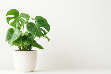 Obraz premium A shot of a potted monstera plant against a seamless white background.