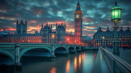 Fototapeta premium The Elizabeth Tower is the clock tower of the Palace of Westminster in London, England. It contains the Great Clock, a striking clock with five bells.