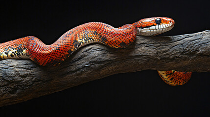 Naklejka premium A striking coral snake resting on a branch
