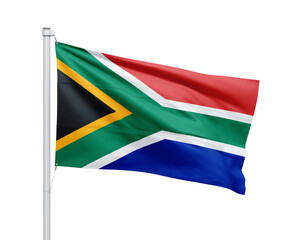 South Africa national flag on white background.
